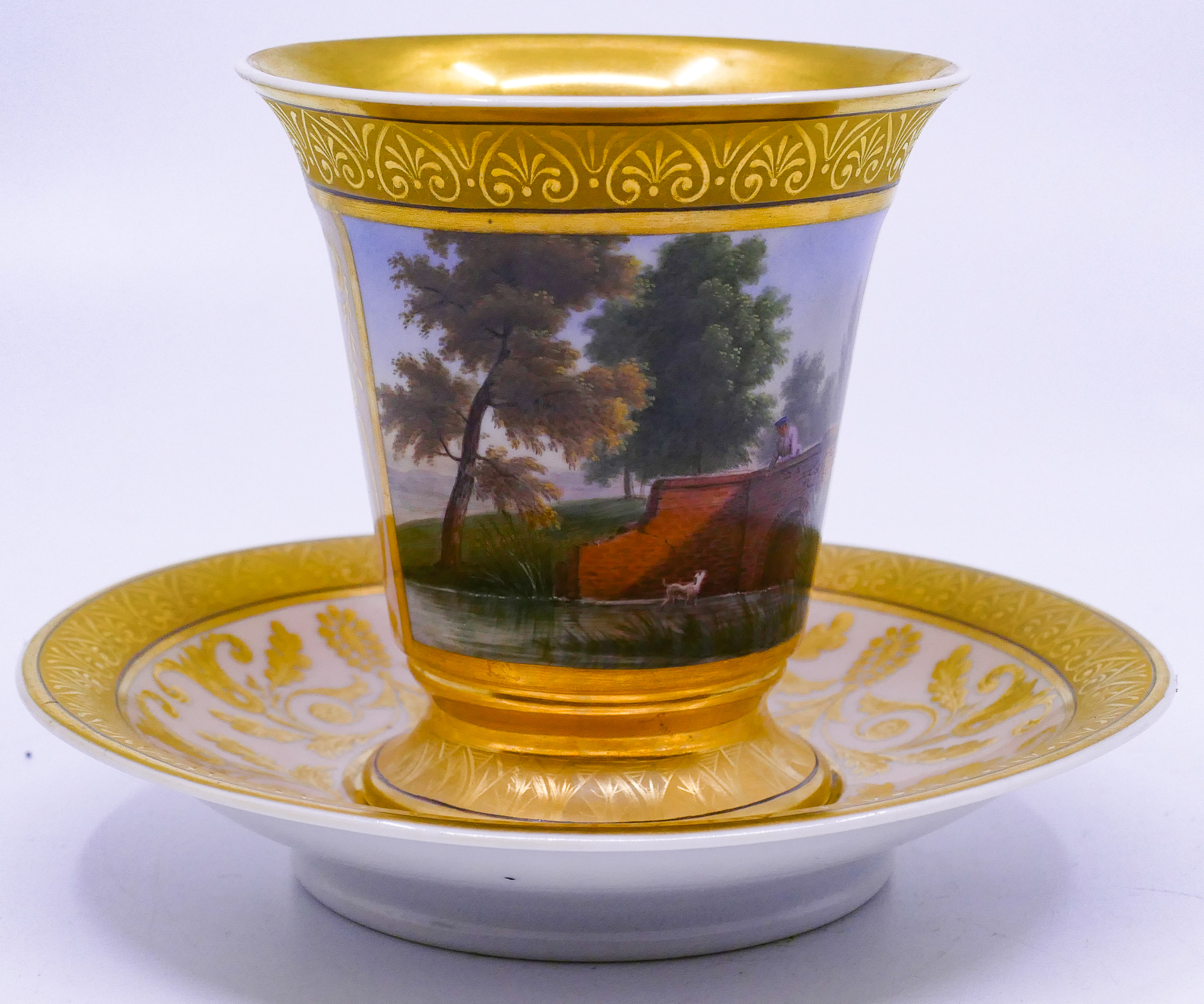 Appraisal: Antique Royal Berlin Gilt Porcelain Cabinet Cup Saucer- x ''