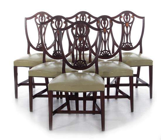 Appraisal: Sheraton style inlaid mahogany dining chairs late th early th