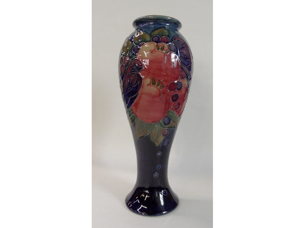 Appraisal: Modern Moorcroft baluster vase decorated with finches and peaches