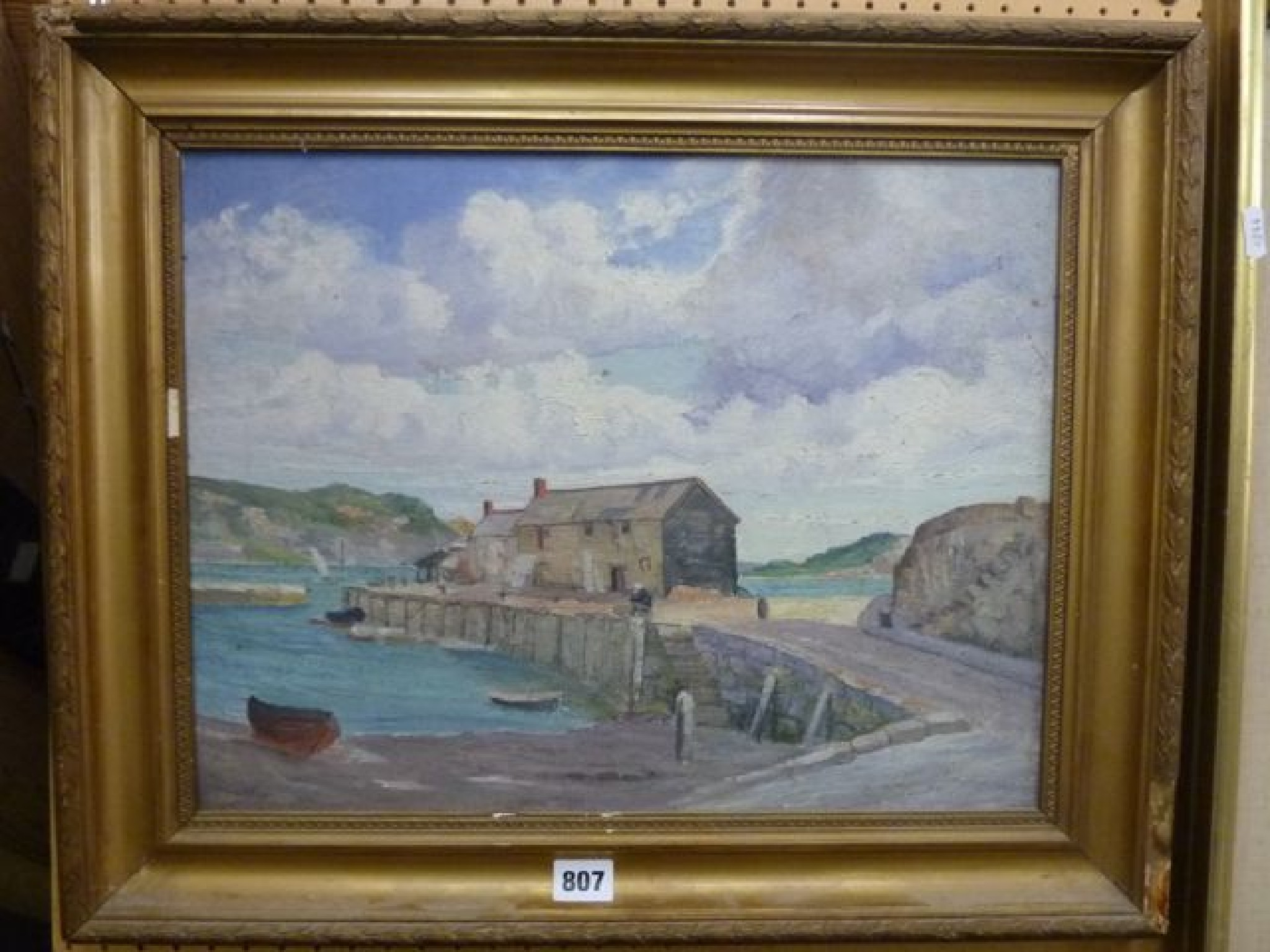 Appraisal: A th century oil painting on canvas of a coastal