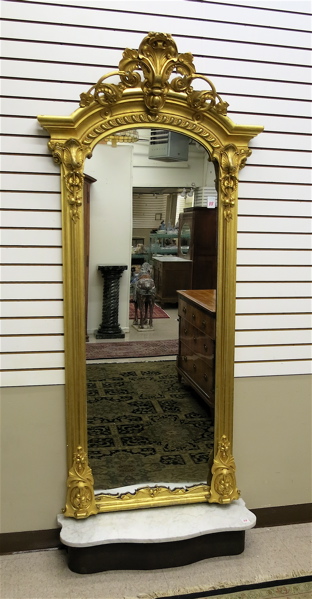 Appraisal: A VICTORIAN GILTWOOD AND GESSO PIER MIRROR WITH BASE American