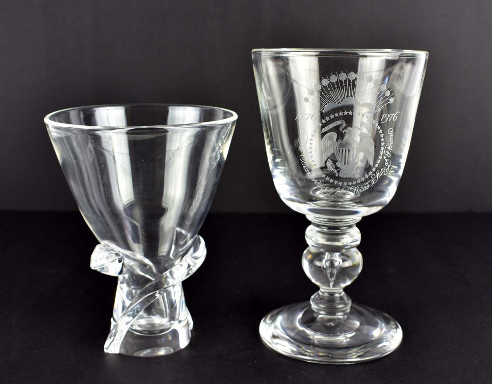 Appraisal: STEUBEN UNITED STATES BICENNTENIAL GOBLET VASEModern both etched Stueban on