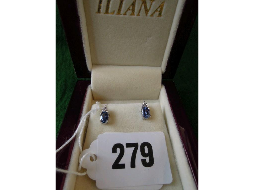 Appraisal: A pair of Ceylon blue sapphire and diamond ear-rings set