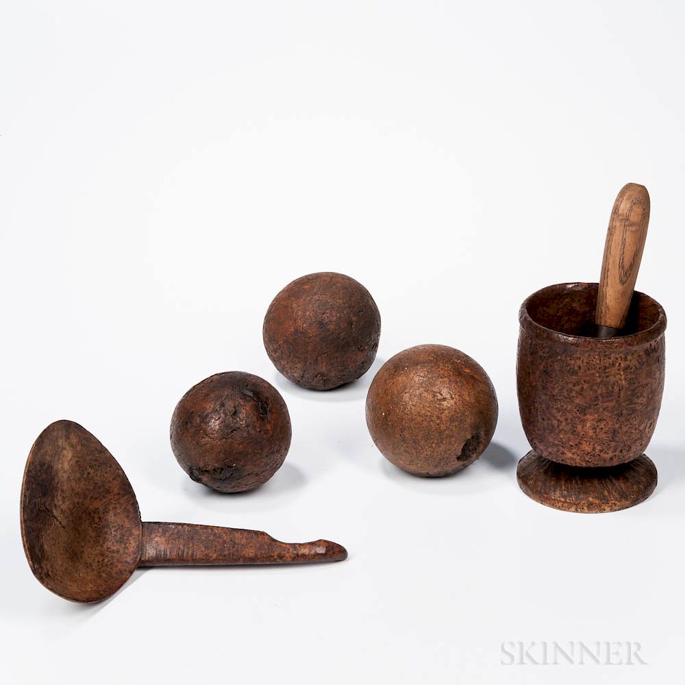 Appraisal: Five Burl Items Five Burl Items th century a turned