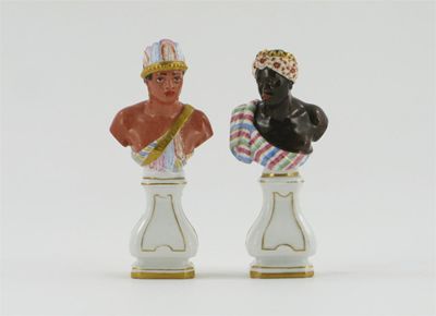 Appraisal: A pair of Berlin busts of Africa and America each