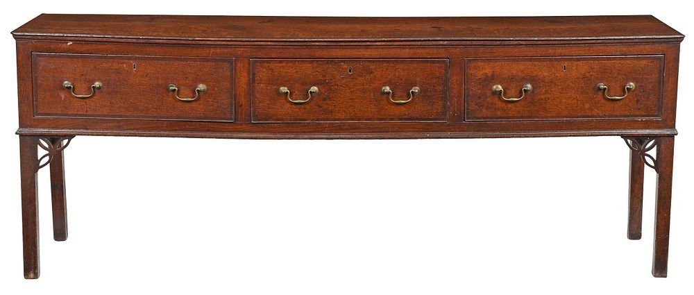 Appraisal: Welsh Inlaid Oak Three Drawer Dresser British th th century