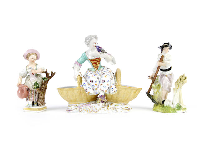 Appraisal: A Meissen figure of a man a Meissen figure of