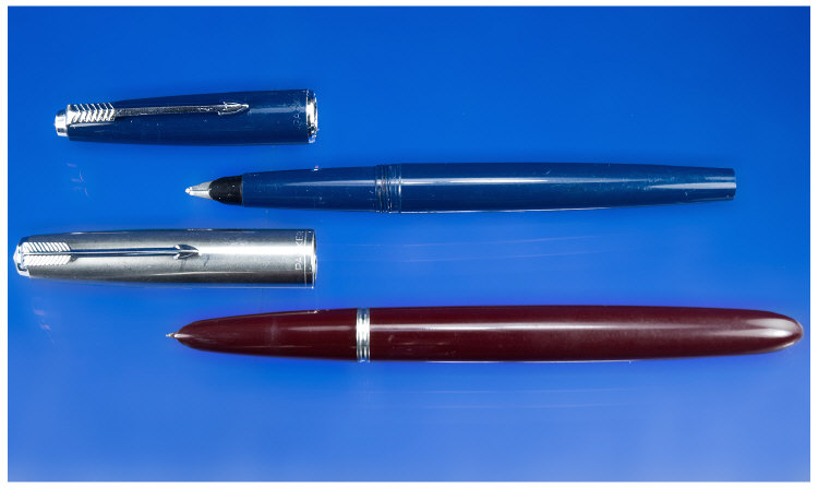 Appraisal: Two Parker Pens A Parker Mark Type In burgundy with