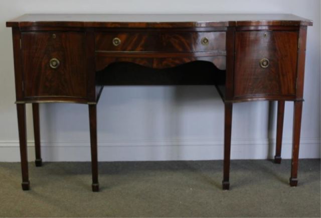 Appraisal: Custom Mahogany Banded Serpentine FrontSideboard A nice size server From