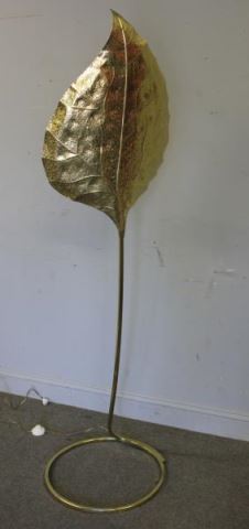 Appraisal: Midcentury Tomosso Barbi Floor Lamp Hand hammered leaf form floor