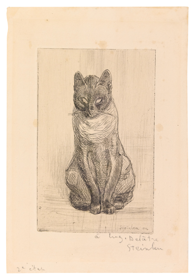 Appraisal: TH OPHILE STEINLEN Petit Chat assis Drypoint on cream laid