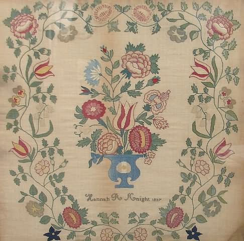 Appraisal: Blue vase of flowers signed beneath Hannah R Knight encircling