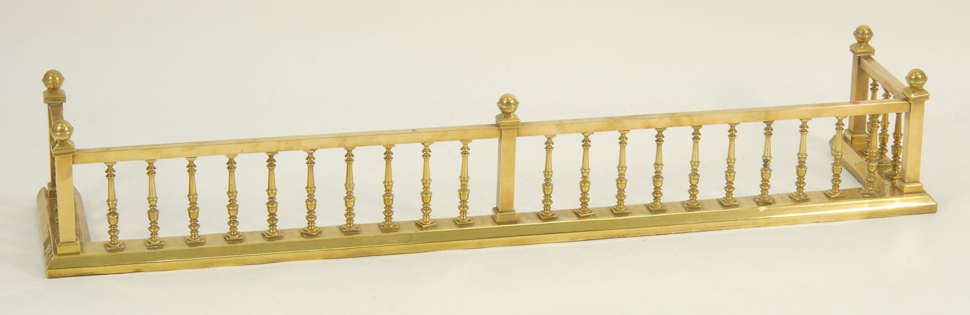 Appraisal: ELABORATE BRASS RAIL-TYPE FIRE SURROUND In a classical-influenced form Exceptionally