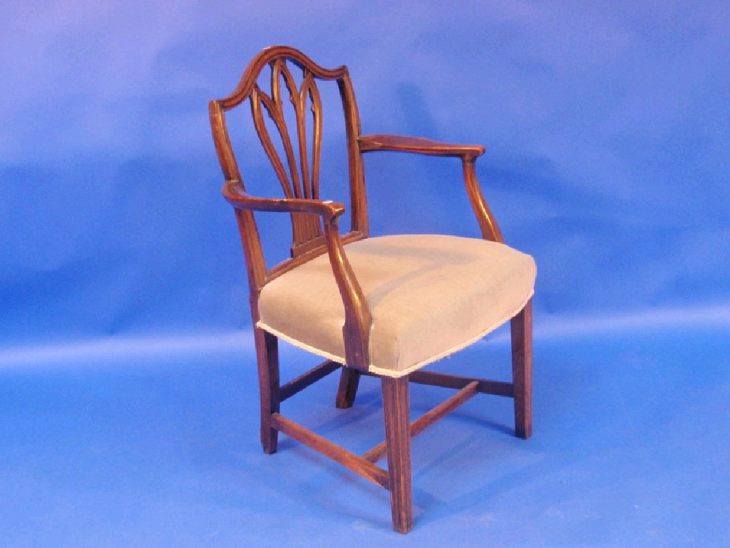 Appraisal: A George III mahogany carver chair in the Hepplewhite manner