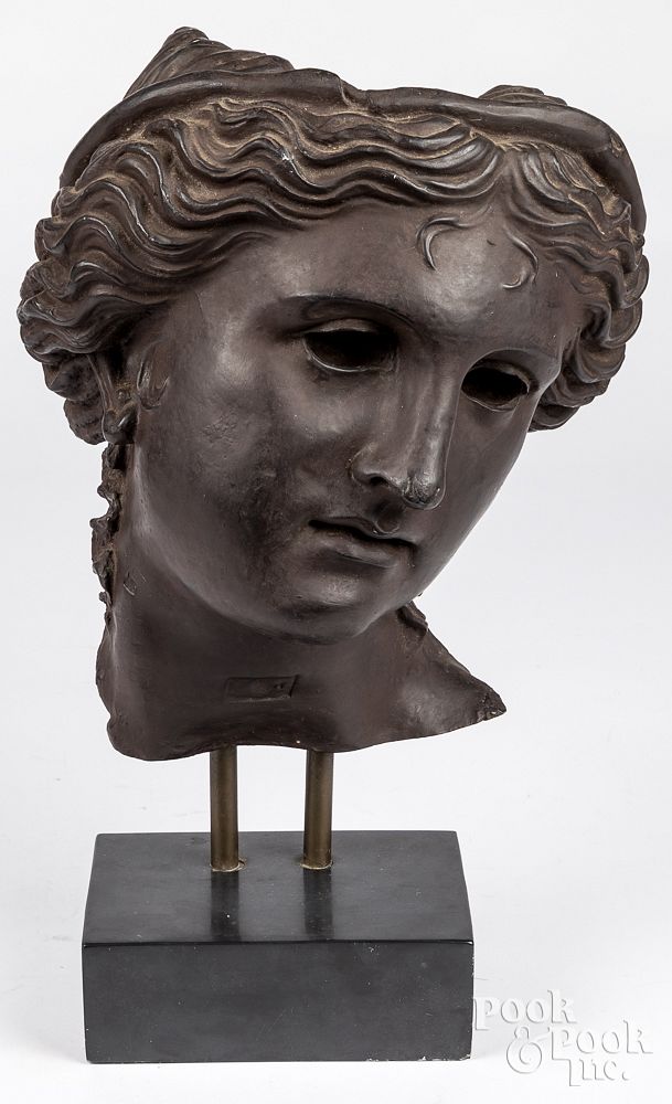 Appraisal: Large lead bust of a woman th c Large lead