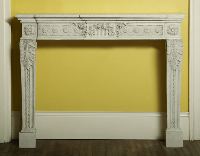 Appraisal: Louis XVI-Style Carrara Marble Mantel late th century the rectangular