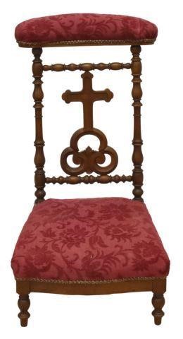 Appraisal: French walnut prie-dieu prayer chair th c padded top rail