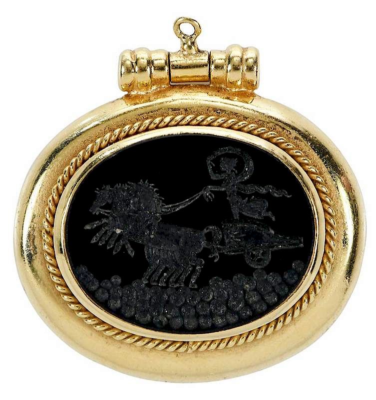 Appraisal: kt Gold Intaglio Pendant reversible one side with black onyx