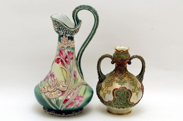 Appraisal: Two pieces of Japanese moriage that includes one ewer with