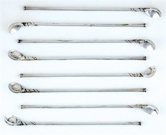 Appraisal: Taxco sterling sipping stirrers straw ending in bound spoon form