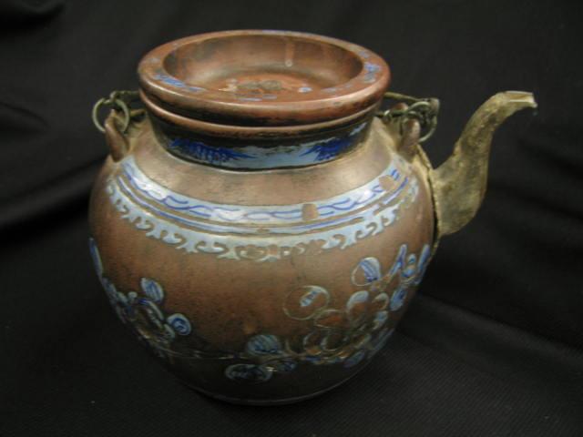 Appraisal: Early Chinese Pottery Teapot enamel on terra Cotta Pottery acorn