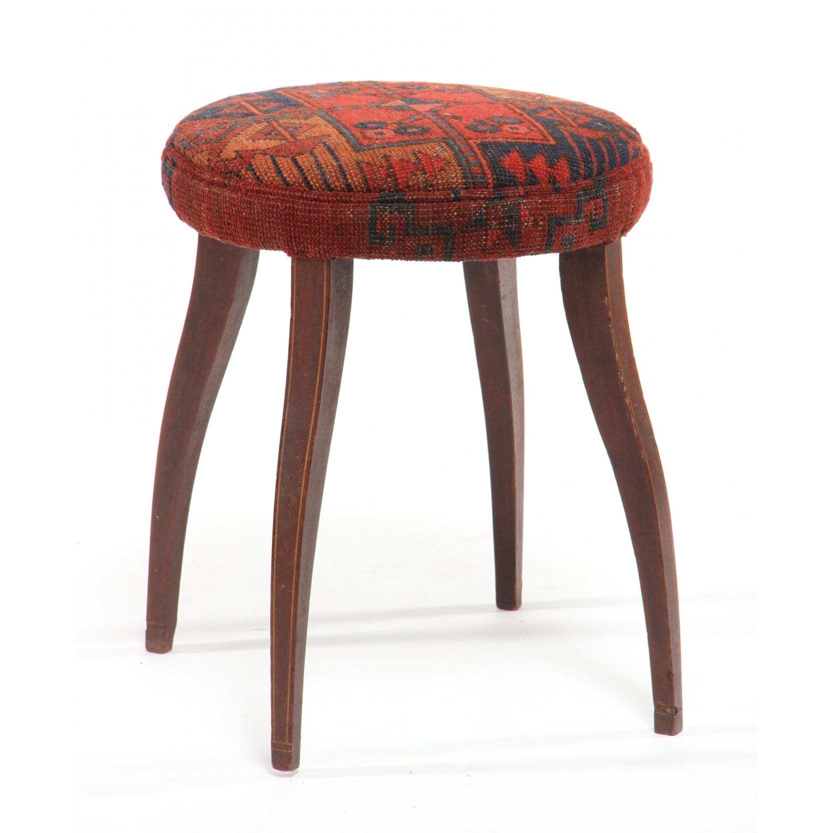 Appraisal: Continental Inlaid Antique Stool th century mahogany circular seat with