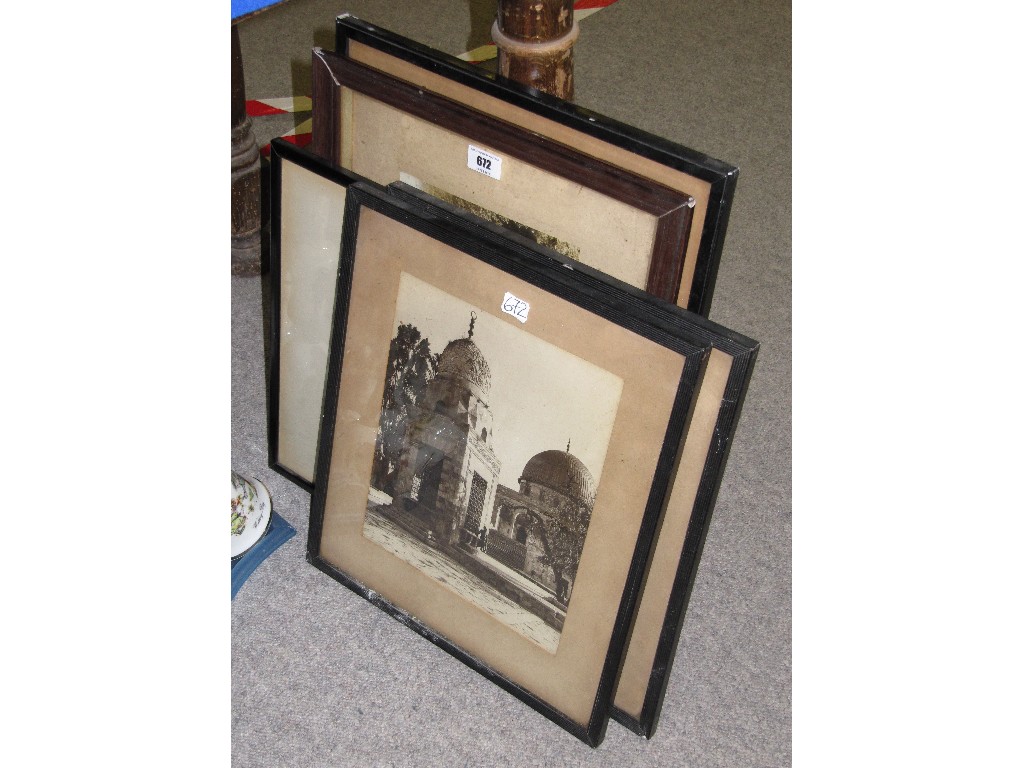 Appraisal: Lot comprising three framed photographs two maps and a print