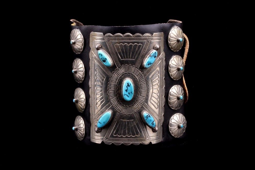 Appraisal: Hopi Alpaca Silver Turquoise Concho Ketoh For your consideration is