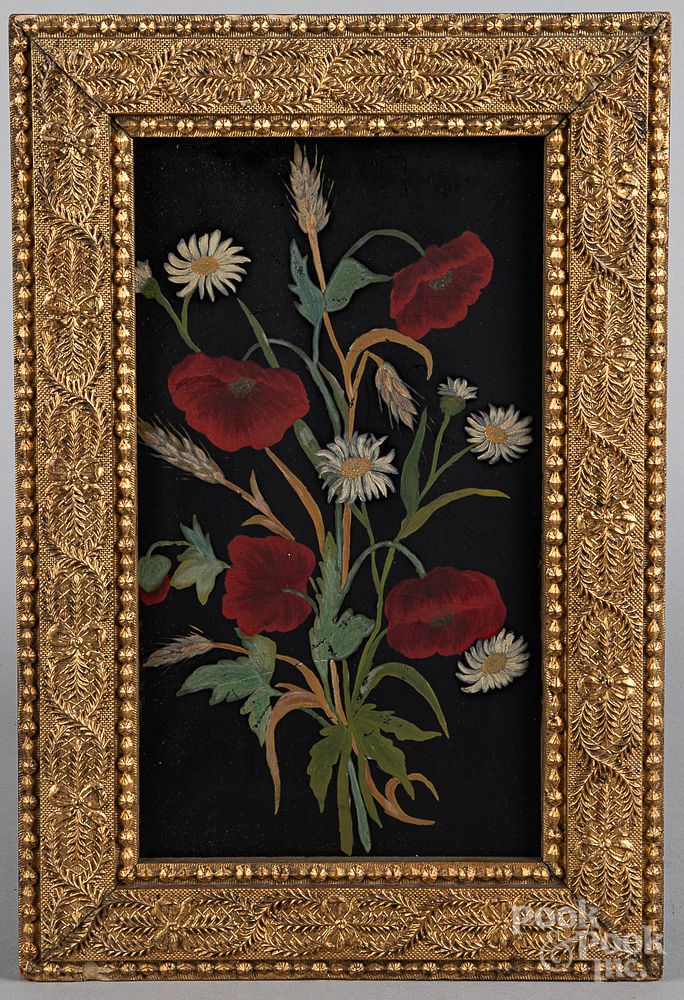 Appraisal: Oil on board of flowers late th c Oil on