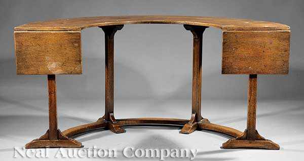 Appraisal: A Georgian-Style Carved Oak Wine Table demilune top with drop