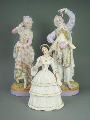 Appraisal: Pair of continental bisque figures of a lady and a