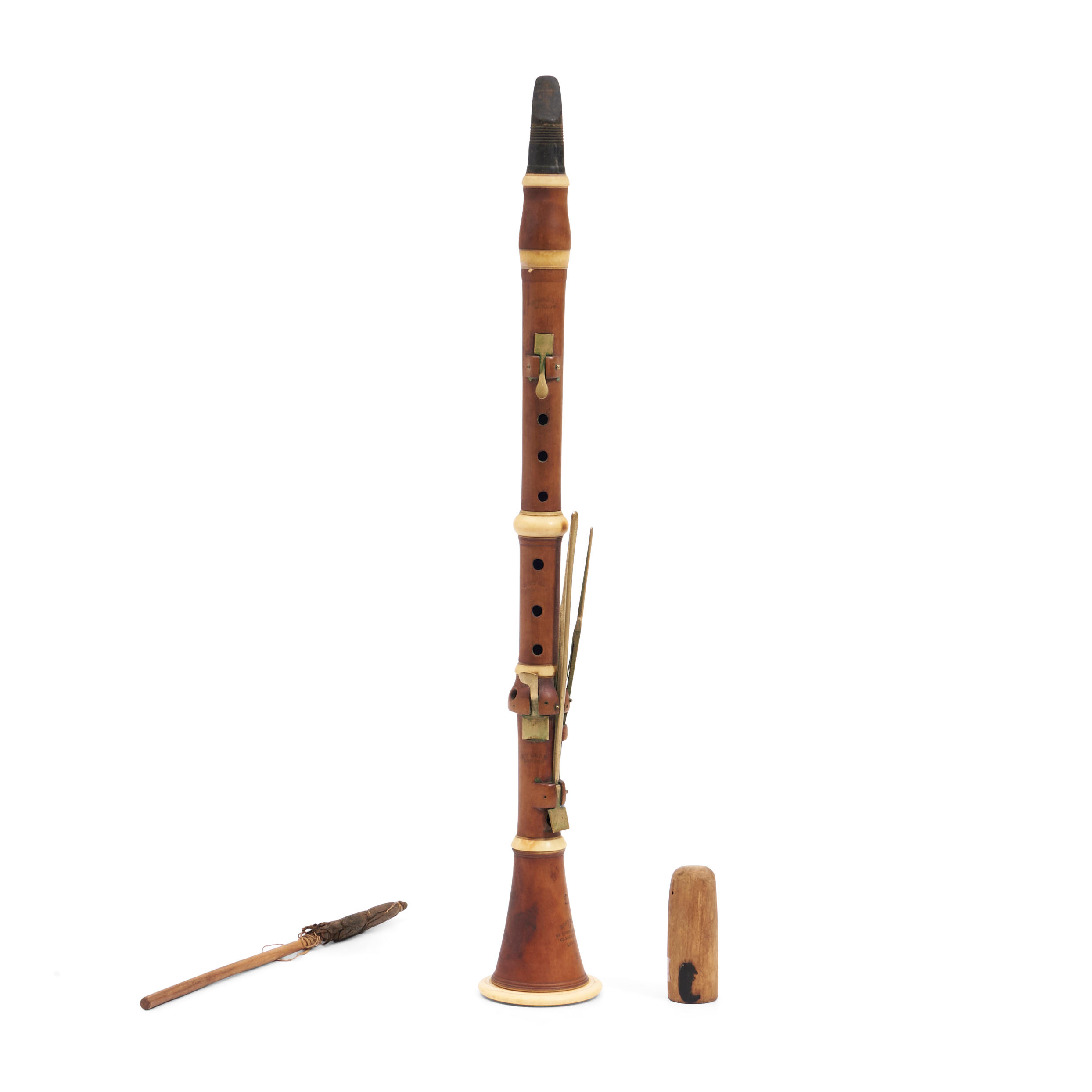 Appraisal: E H WREDE LONDON FIVE-KEYED BOXWOOD CLARINET - lg in