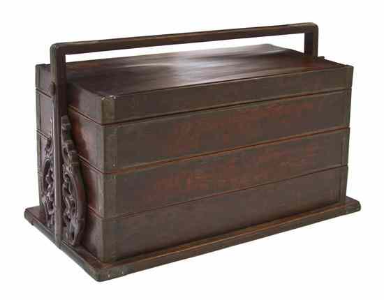 Appraisal: A Mixed Woods Tiered Box with Jichimu Panels of rectangular