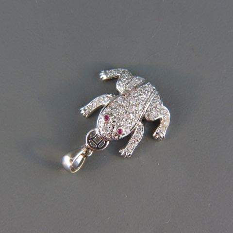 Appraisal: Diamond Figural Frog Charm or Pendant ruby eyes carat of