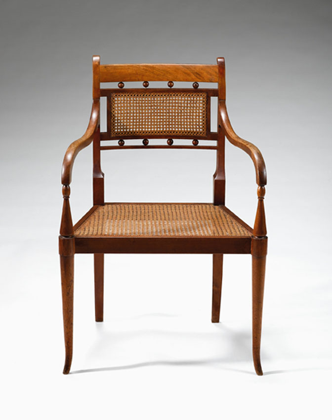 Appraisal: Scottish mahogany open armchair attributed to george walton The rectangular