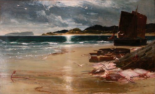 Appraisal: Artist Ellis Edwin - Title Coastal Scene with Beached Boats