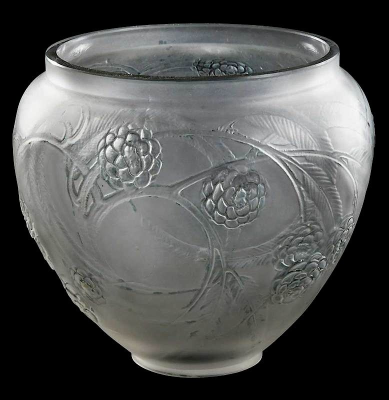 Appraisal: R Lalique Nefliers Frosted Glass Vase model introduced model number