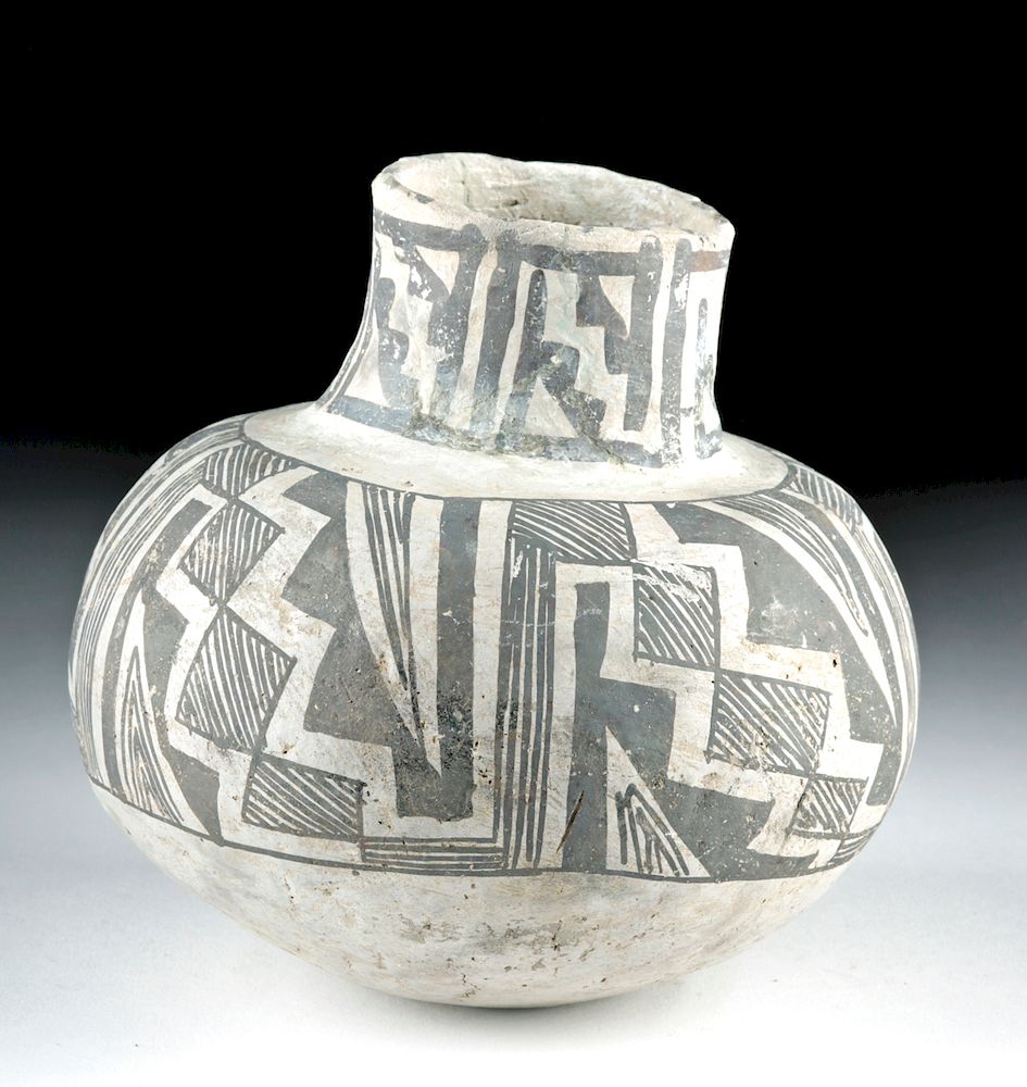 Appraisal: Anasazi Mogollon Black-on-White Pottery Olla Originally Listed At Native American