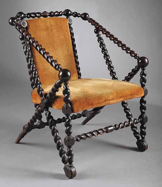 Appraisal: An American Aesthetic Mahogany Armchair c attributed to George J