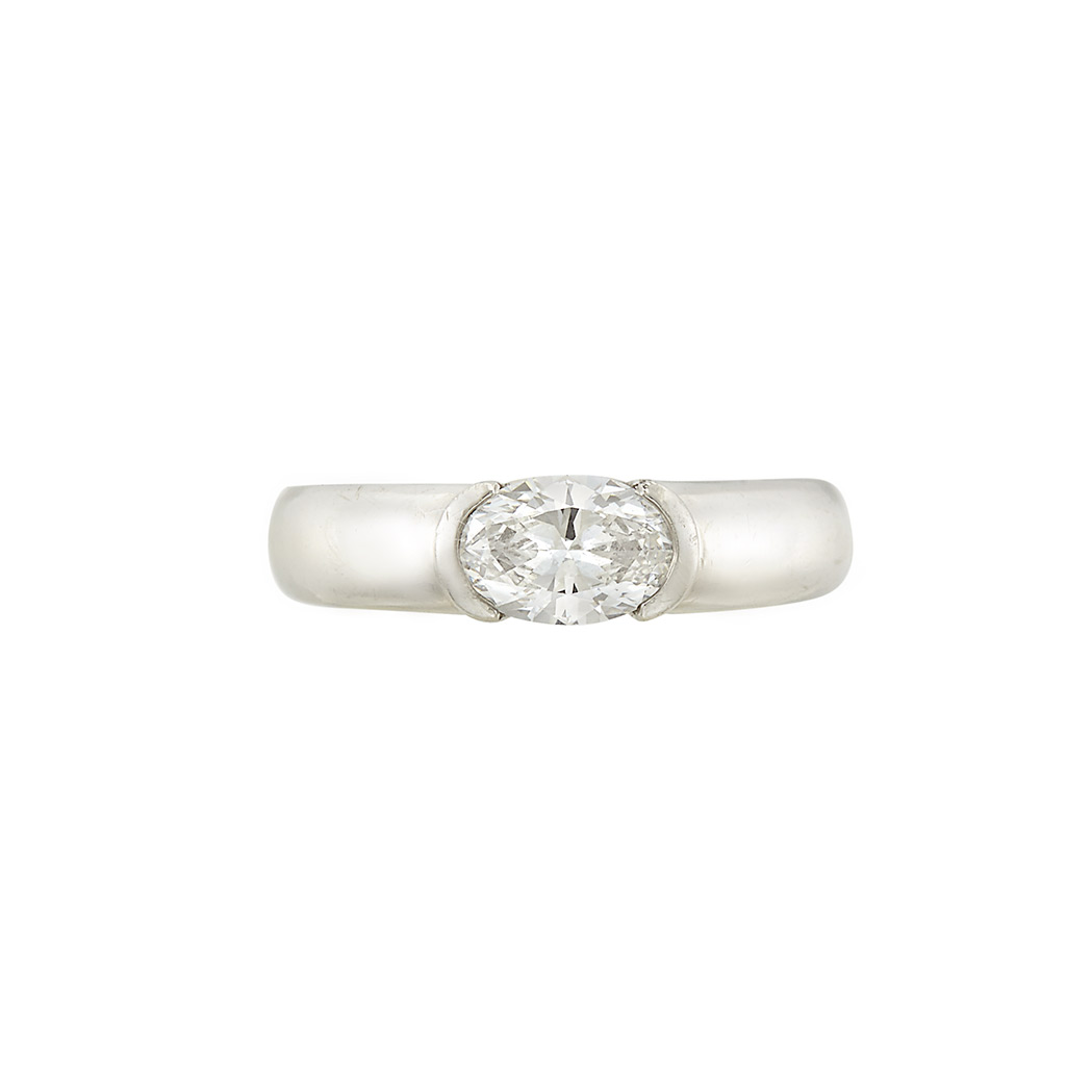 Appraisal: Platinum and Diamond Ring One oval diamond ap ct ap