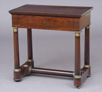 Appraisal: EMPIRE GILT-METAL MOUNTED PIER TABLE The rectangular top above a