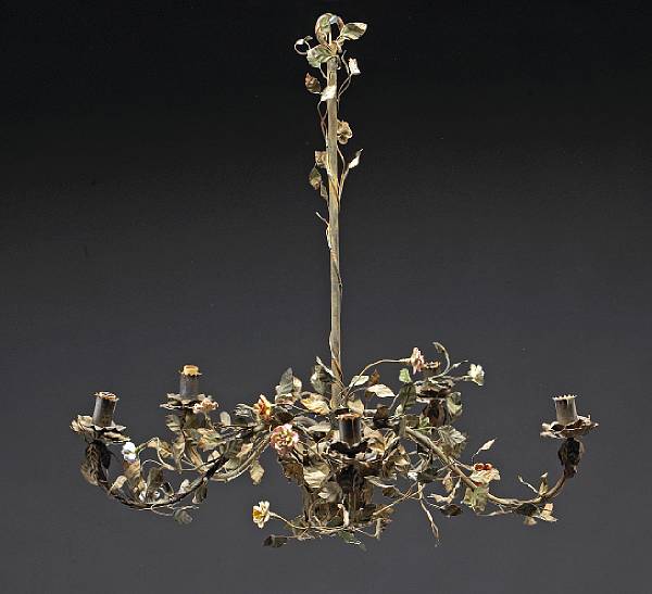 Appraisal: A Louis XV style parcel gilt and porcelain mounted iron