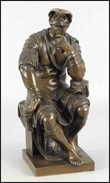 Appraisal: PATINATED BRONZE FIGURE OF LORENZO DE MEDICI After Michel Ange