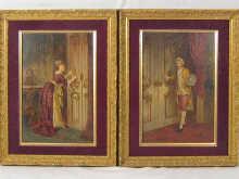 Appraisal: Two oil on board paintings of a lady and gentleman