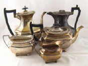 Appraisal: A silver four piece tea and coffee set the squared