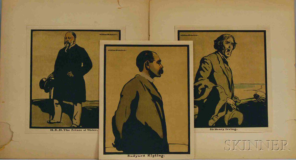 Appraisal: Sir William Nicholson British - Three Portraits Rudyard Kipling Sir