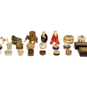 Appraisal: A Collection of Small Boxes and Figurines comprising an assortment