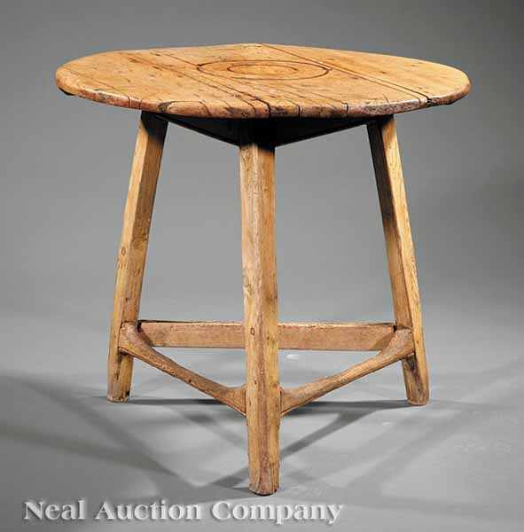 Appraisal: An English Pine Cricket Table mid- th c circular plank