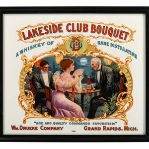 Appraisal: A Lakeside Club Bouquet Vitrolite Advertising Sign William Drueke Company