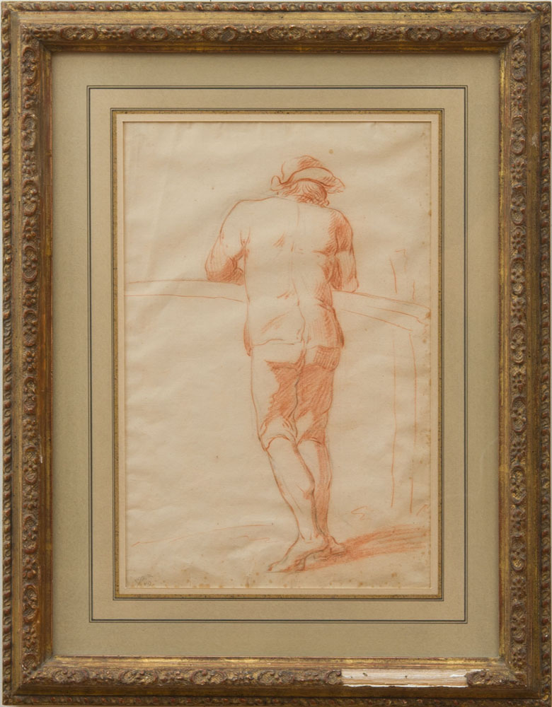 Appraisal: FRENCH SCHOOL STANDING FIGURE Sanguine and pencil on paper unsigned